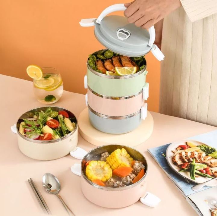 Thermal Insulated Stainless Steel Triple Layer Lunch Box