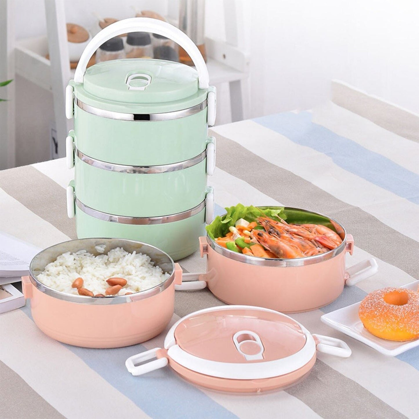 Thermal Insulated Stainless Steel Triple Layer Lunch Box