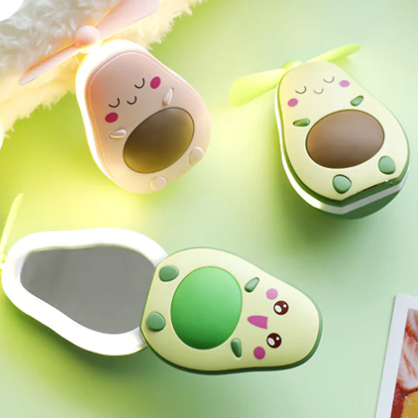 Mini Handheld Fan and Mirror with LED Night