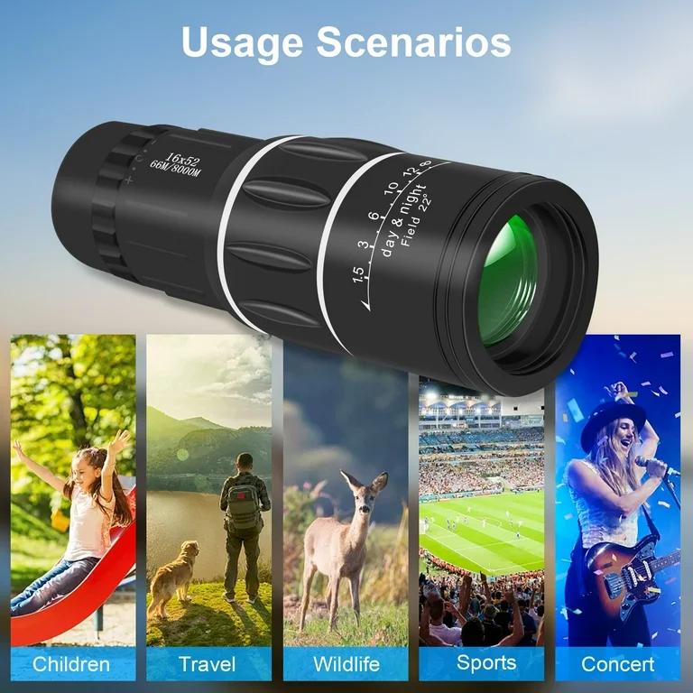 16 x 52 Monocular Telescope with Bag