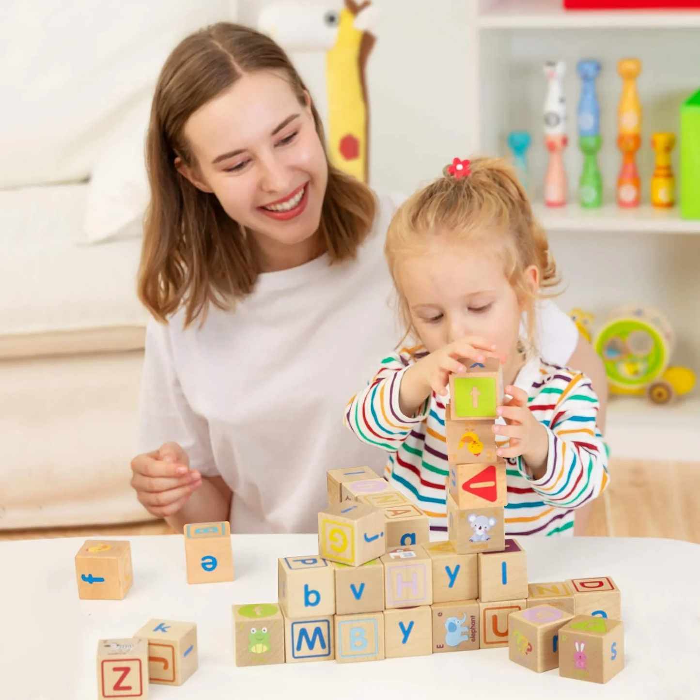48-Piece Education Wooden ABC Blocks