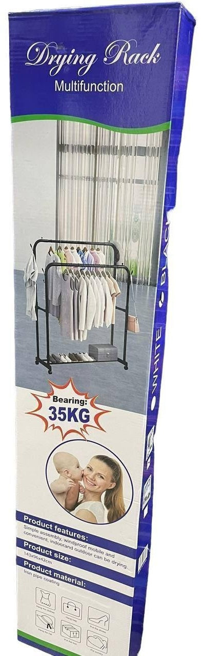 Double-Rail Metal Hanging Clothes Rack