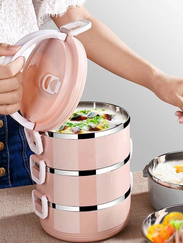Thermal Insulated Stainless Steel Triple Layer Lunch Box