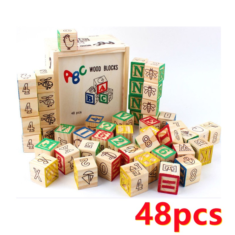 48-Piece Education Wooden ABC Blocks