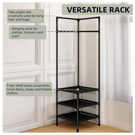 Multifunctional Floor Standing Corner Coat Rack