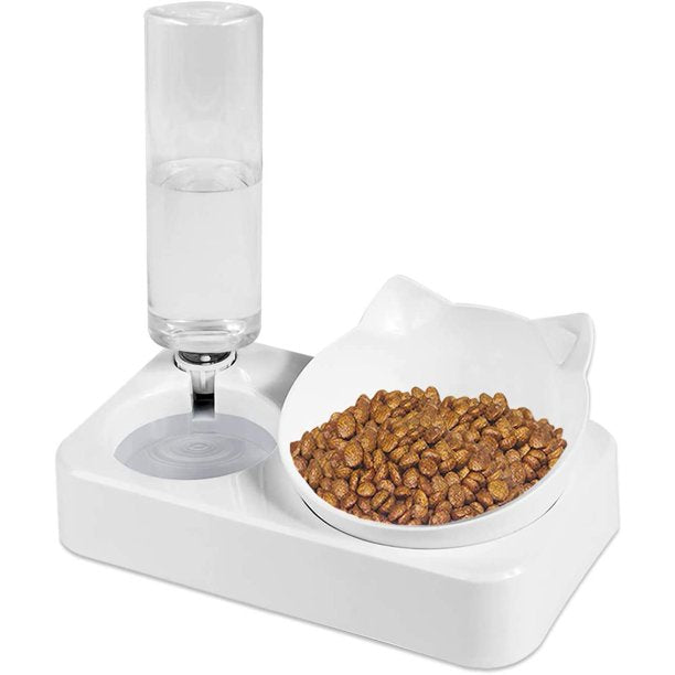 Cat Feeding Bowl With Automatic Water Dispenser
