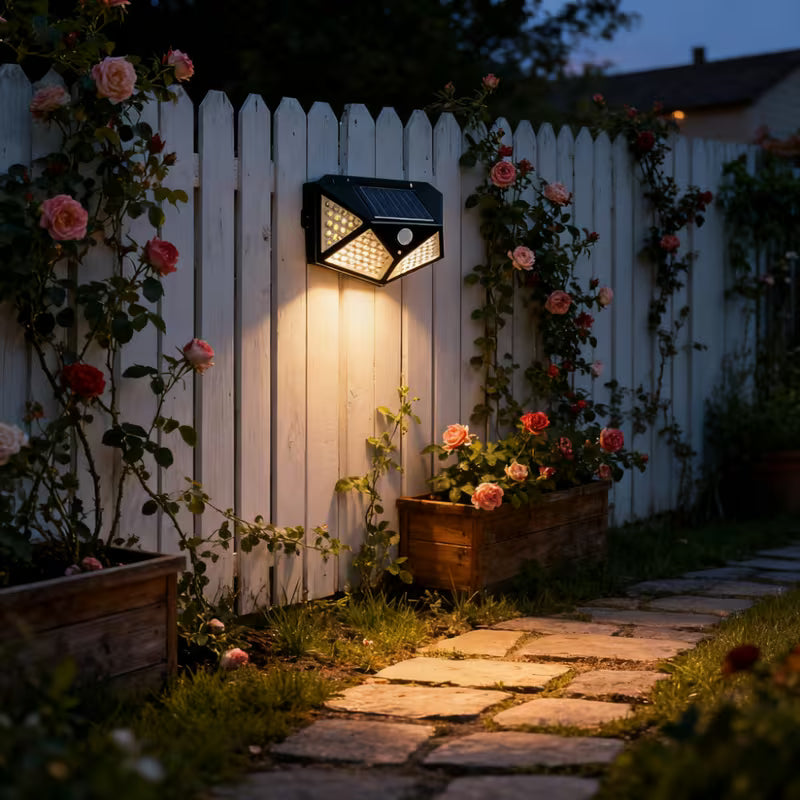 Super Bright 100 LED Solar Sensor Wall Light with 3 Setting Modes