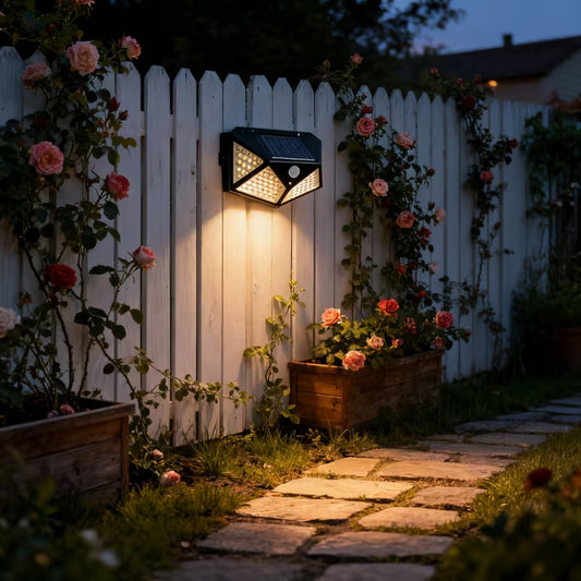 Super Bright 100 LED Solar Sensor Wall Light with 3 Setting Modes