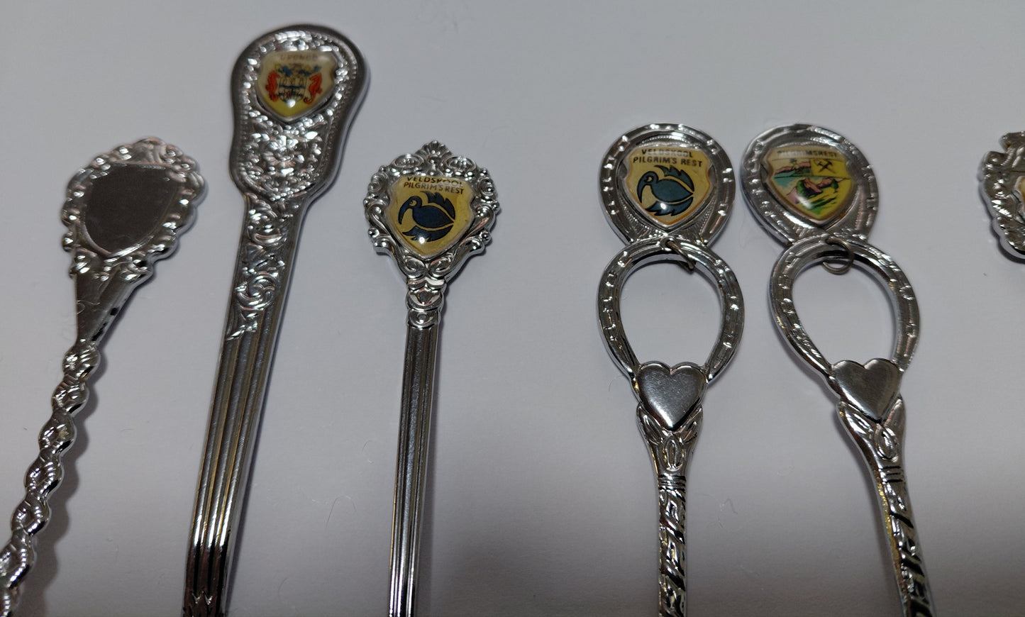 Souvenir Teaspoon & Butter Knife Collection - 9 Crested Spoons Plus 1 Butter Knife
