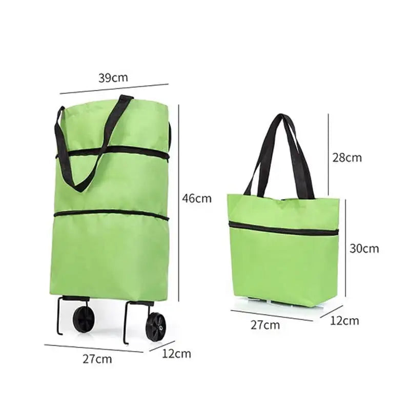 Reusable Shopping Trolley with Wheels - Green