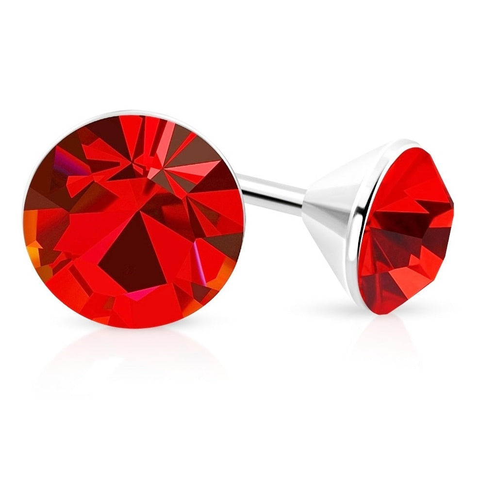 Ruby Red Crystal Facetted Stud Earrings