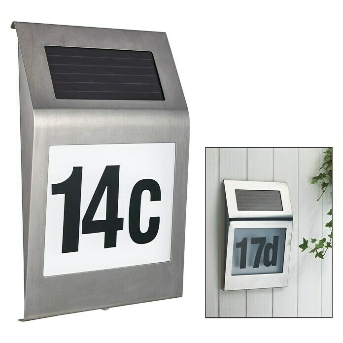 Stainless Steel Solar Powered House Number Sign