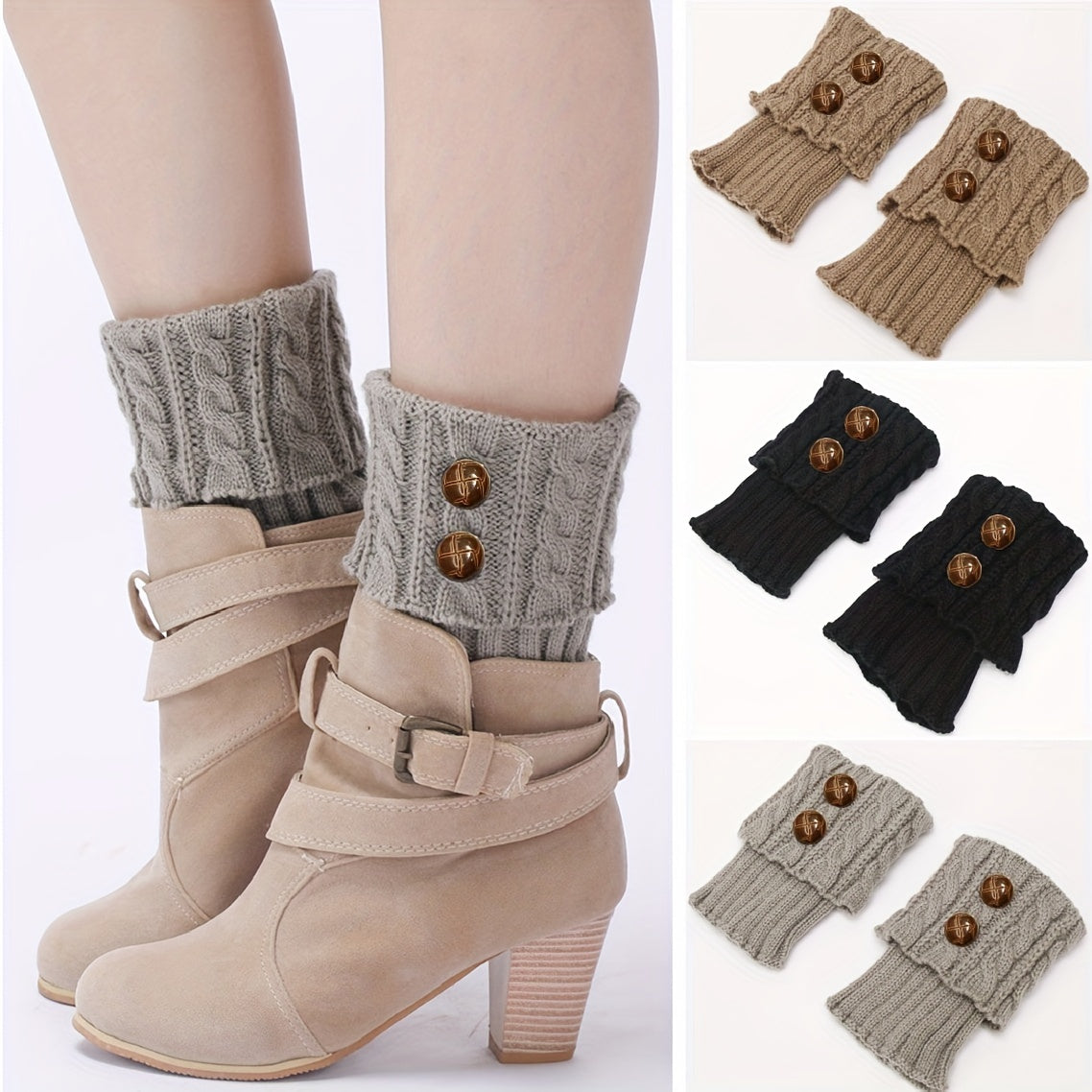 Boot Cuffs with Button Detail