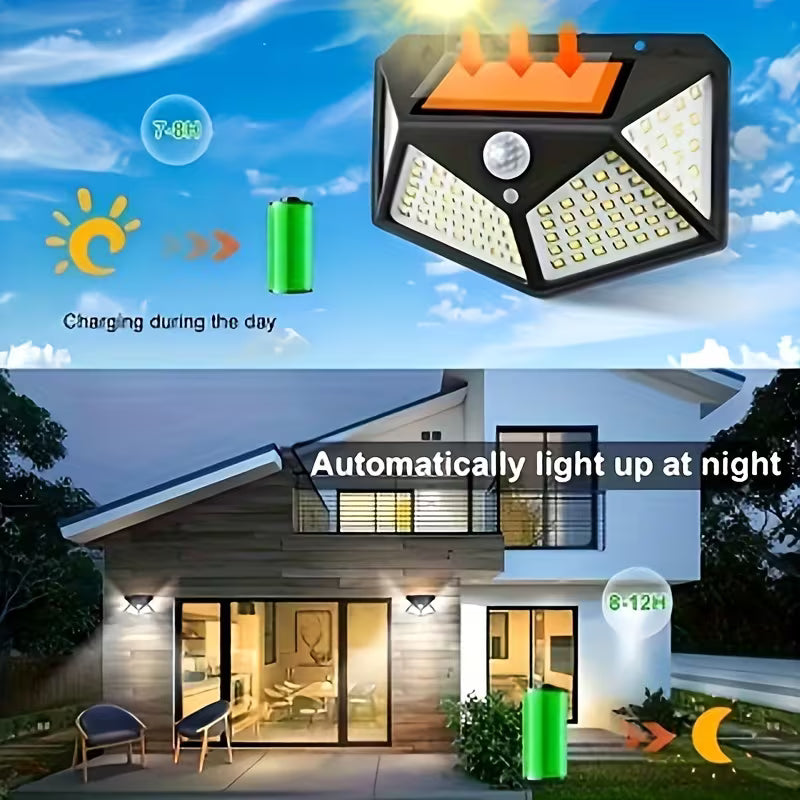 Super Bright 100 LED Solar Sensor Wall Light with 3 Setting Modes