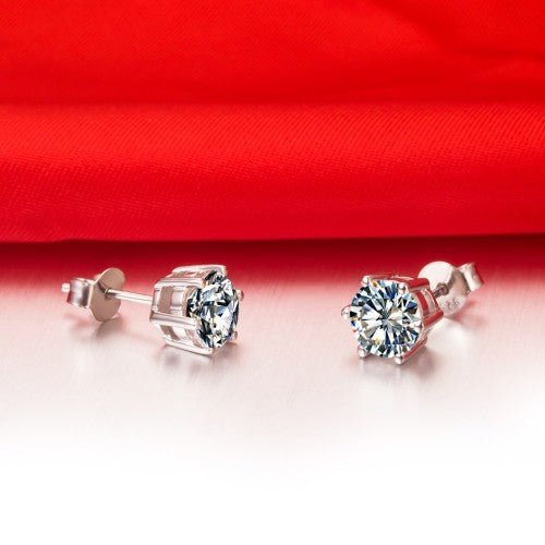 Princess White Crystal Sapphire Earrings Set