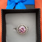 Silver CZ Ring with Pink Centre Stone - Size 6 / 7