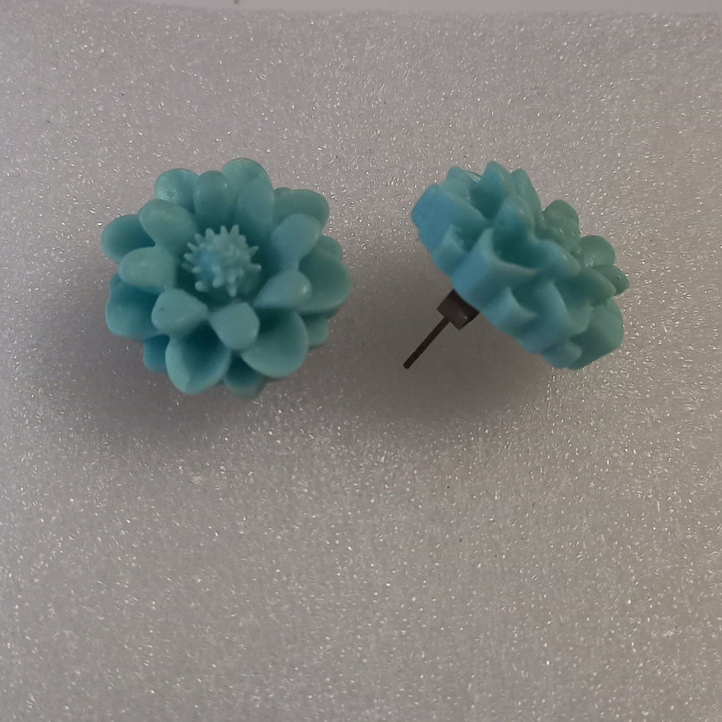 Large Blue Flower Stud Earrings