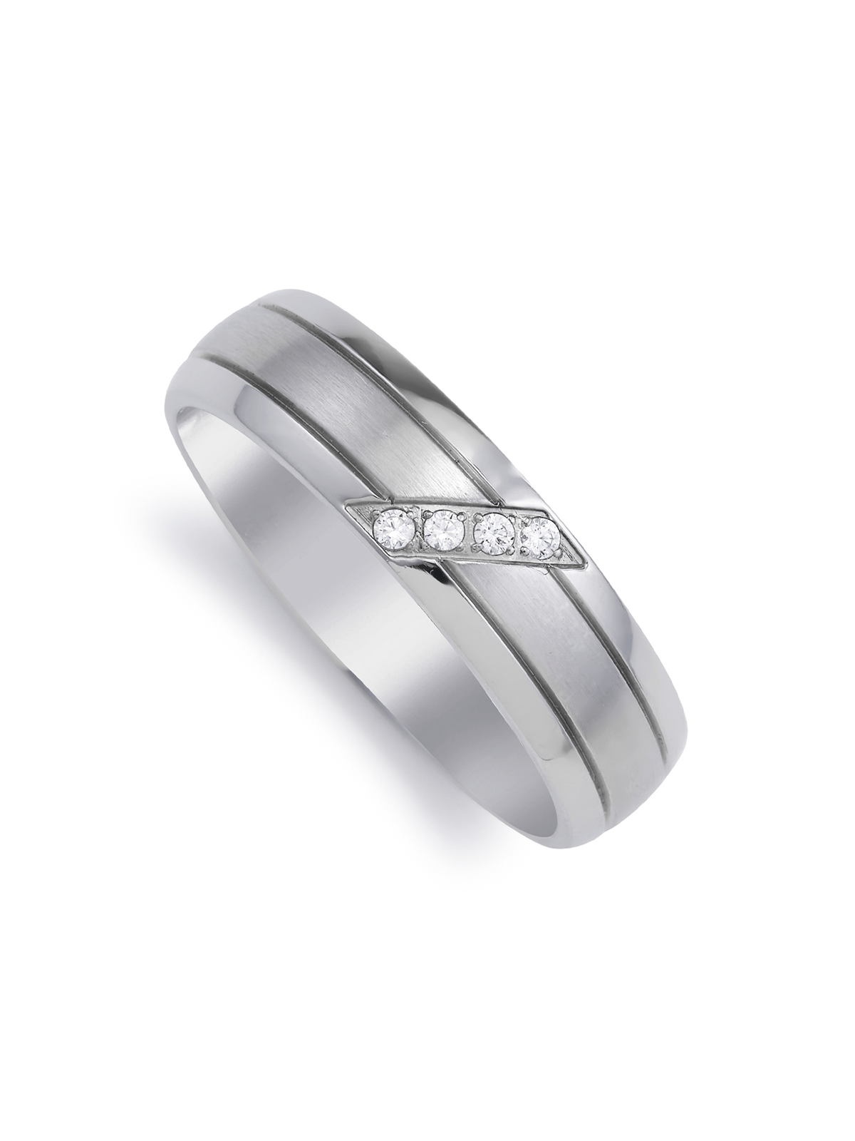 Stylish Stainless Steel Wedding Ring - Size 7