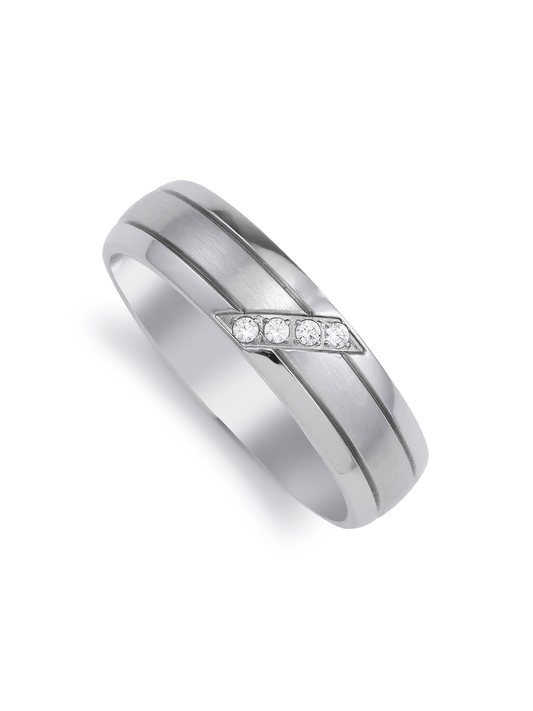Stylish Stainless Steel Wedding Ring - Size 7