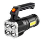 Super Bright USB Rechargeable 4 x LED COB Flashlight with Side Light