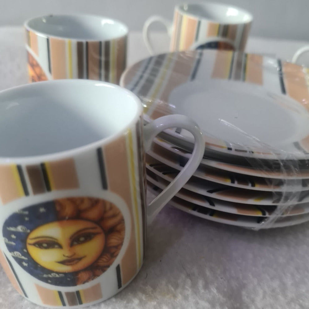 12 Piece Espresso Cup & Saucer Set in Matching Container