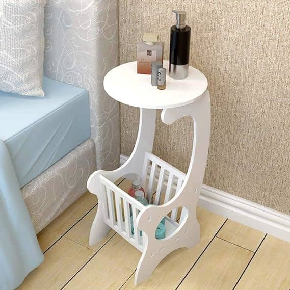 Modern Round Side Table With Magazine Rack