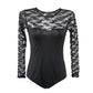 Free Size Black Body Suit, Long Sleeves in Lace