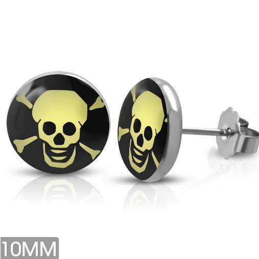 Stainless Steel Crossbones Skull Stud Earrings