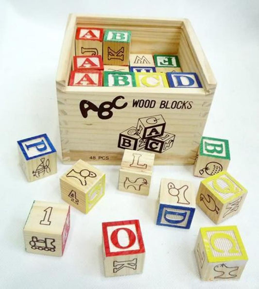 48-Piece Education Wooden ABC Blocks