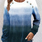 Ombre Casual Long Sleeve Button Decor Top (Size Large)