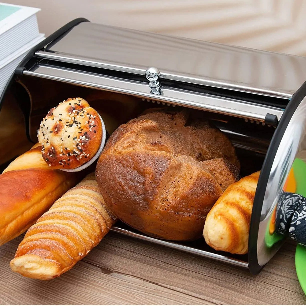 Stainless Steel Double Loaf Bread Bin with Window