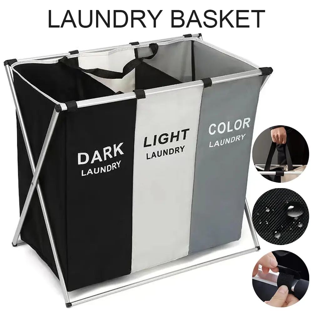 3-Compartment Laundry Sorter Basket