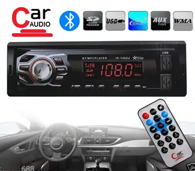 Bluetooth Car Radio. Dual USB, MP3, SD, Aux, FM Radio.