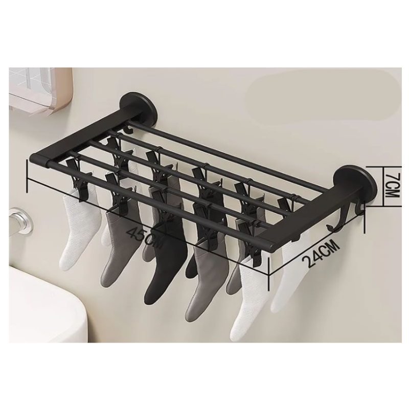 Multifunction Black Wall Mount Towel Holder/Rack