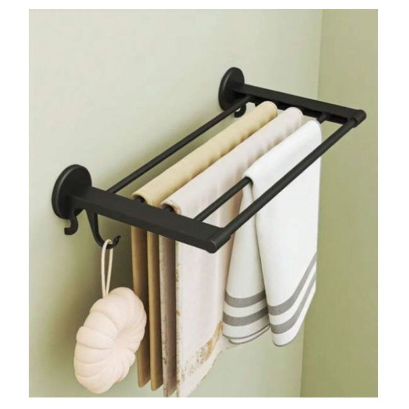 Multifunction Black Wall Mount Towel Holder/Rack