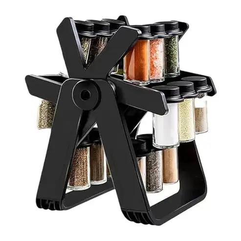 18 Piece Glass Jar Rotating Spice Rack