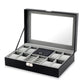 8 Slots PU Leather Watch display and Jewelry Case With Lock & Glass Top