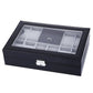 8 Slots PU Leather Watch display and Jewelry Case With Lock & Glass Top