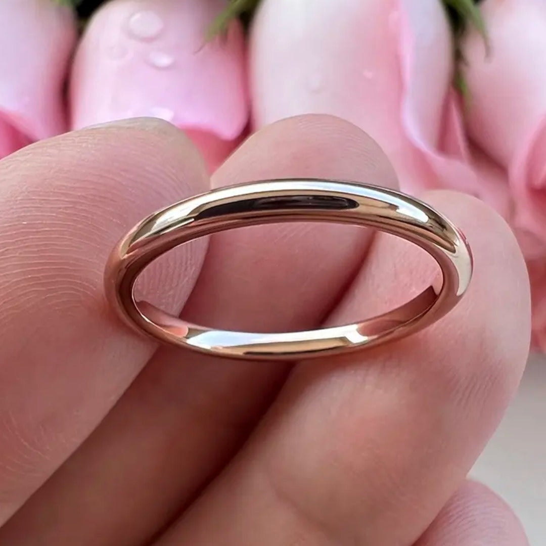 Rose Gold Stainless Steel Ring - Size 6 (M)