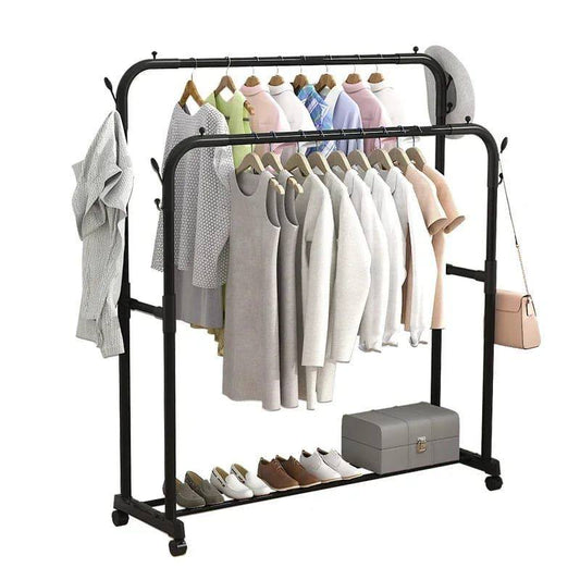 Double-Rail Metal Hanging Clothes Rack
