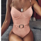 Ladies 1 Piece Velvet Ribbed Swimsuit Small