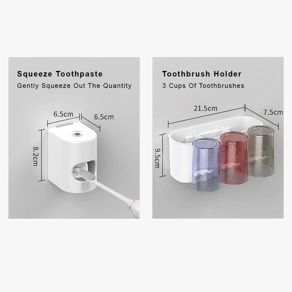 Automatic Toothpaste Dispenser and Toothbrush Holder with 3 Cups