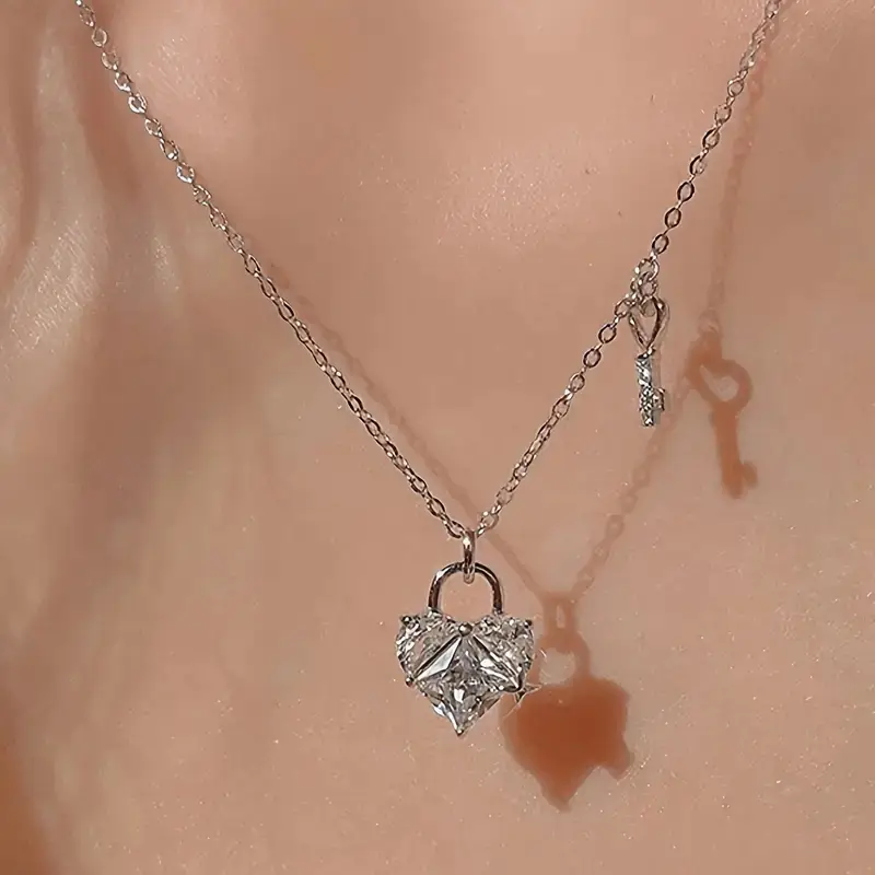 Heart-Shaped Lock and Key Necklace