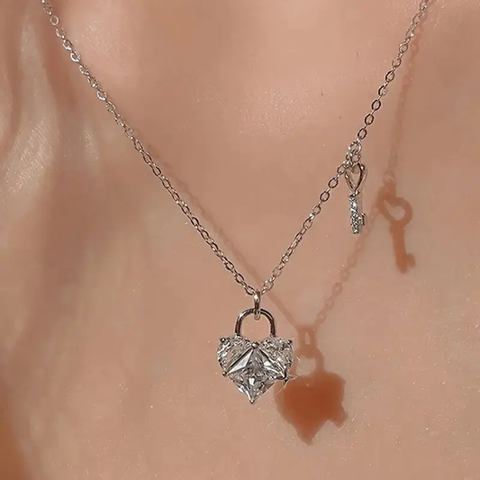 Heart-Shaped Lock and Key Necklace
