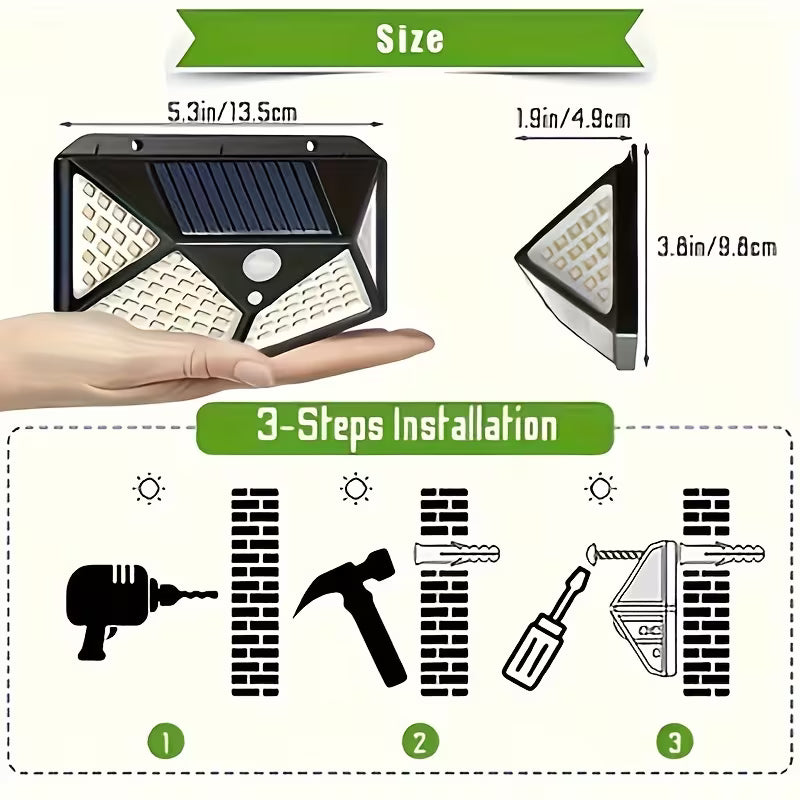 Super Bright 100 LED Solar Sensor Wall Light with 3 Setting Modes