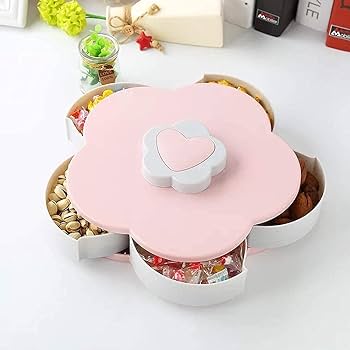 Petal-Shape Rotating Snack Box Candy Tray Food Organizer