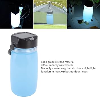 Travel and Camping Lantern Bottle with LED Lighting and Solar Charging