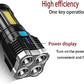 Strong Rechargeable COB Flashlight with Side Light and Battery Display