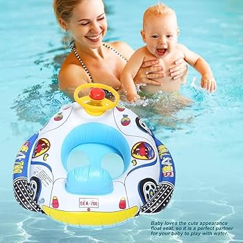 Inflatable Swim Float Seat with Steering Wheel for Baby/Toddler