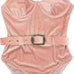 Ladies 1 Piece Velvet Ribbed Swimsuit Small